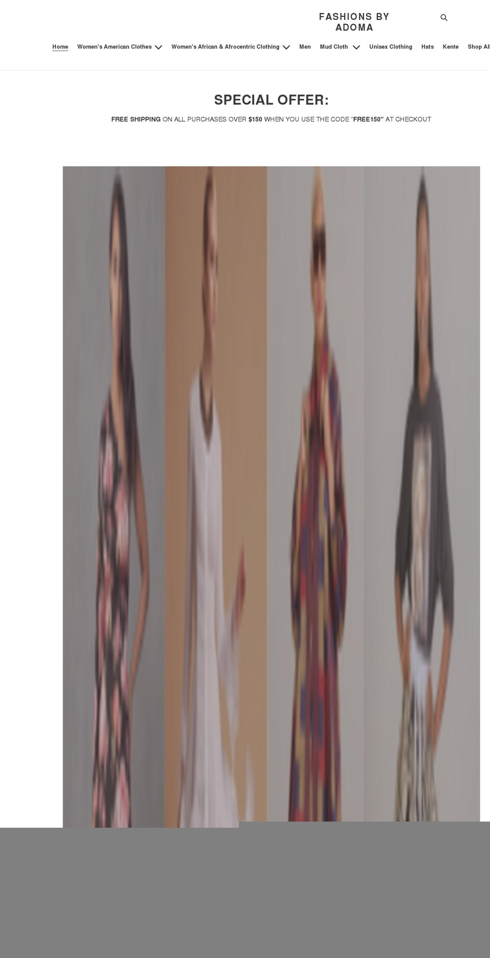 fashionsbyadoma.com shopify website screenshot