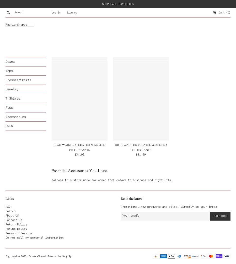 fashionshaped.com shopify website screenshot
