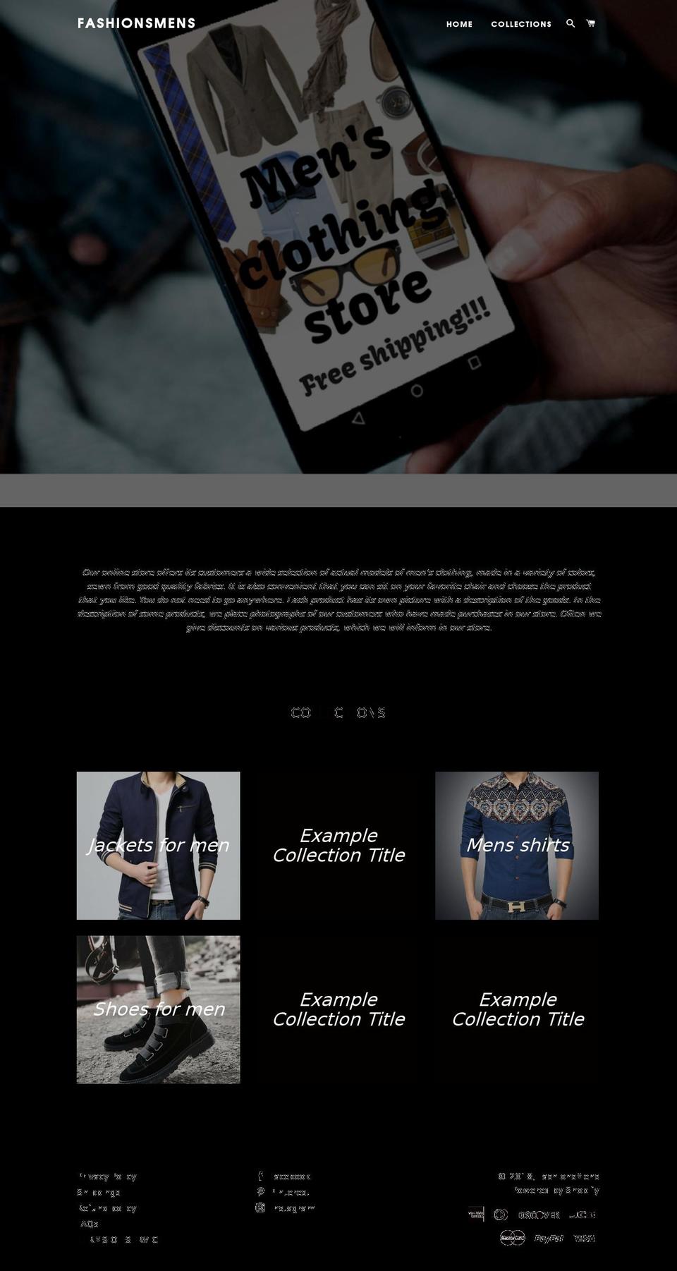 fashionsmens.com shopify website screenshot