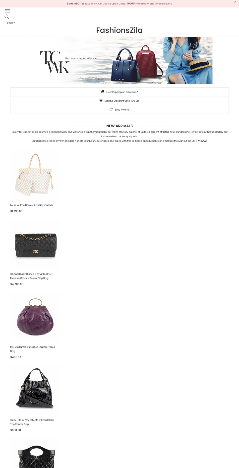 fashionszila.com shopify website screenshot
