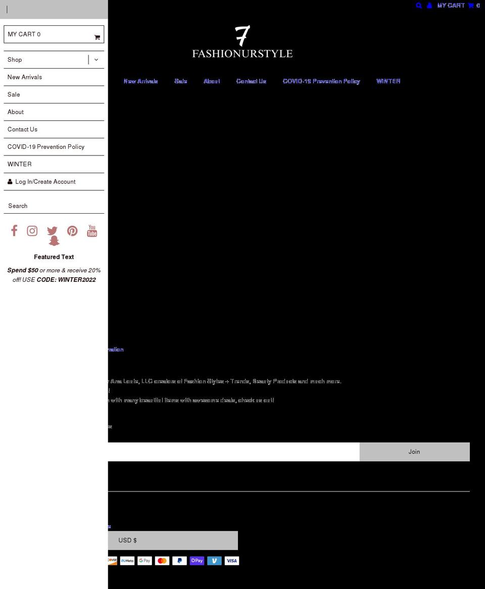 fashionurstyle.com shopify website screenshot