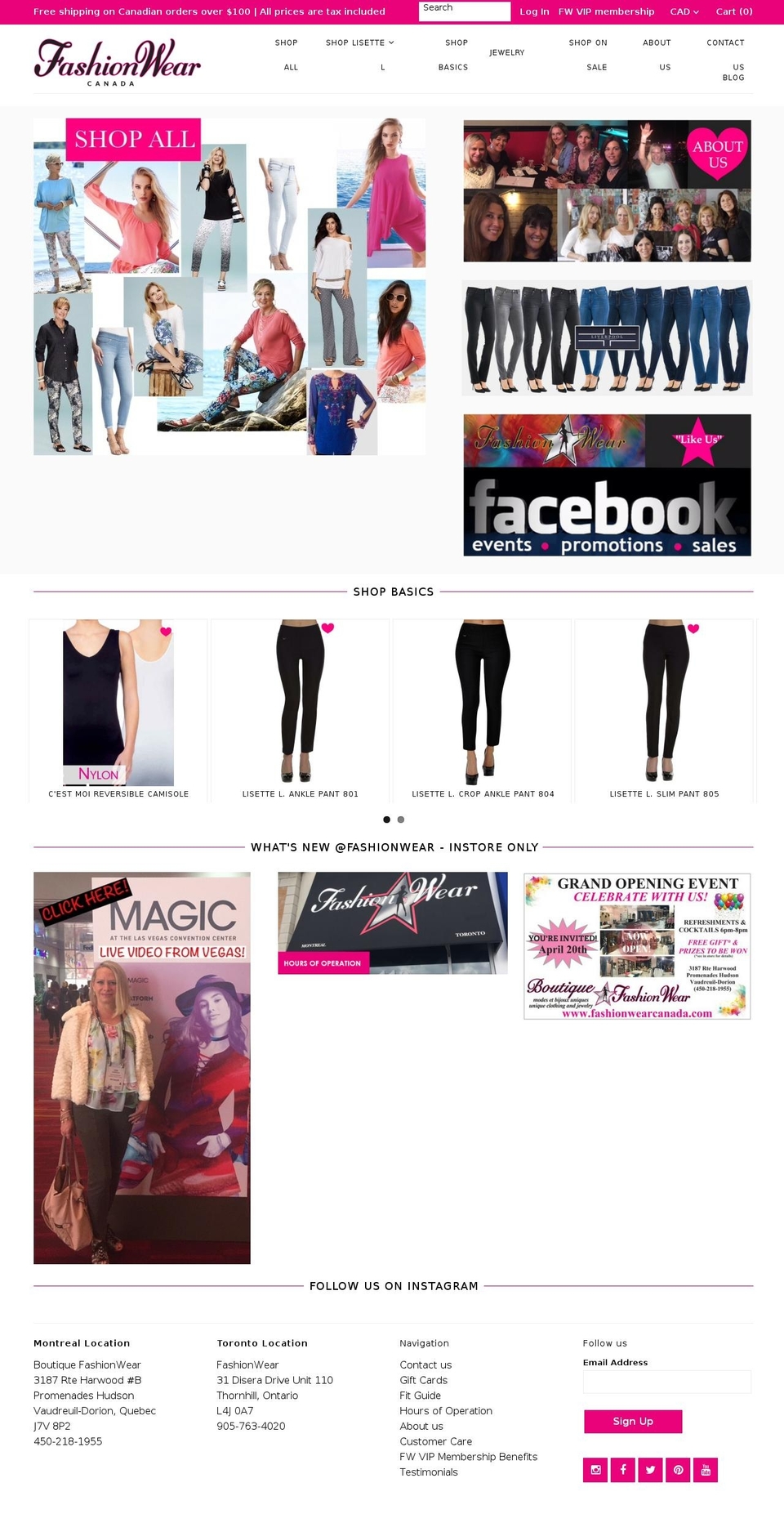 fashionwearcanada.com shopify website screenshot