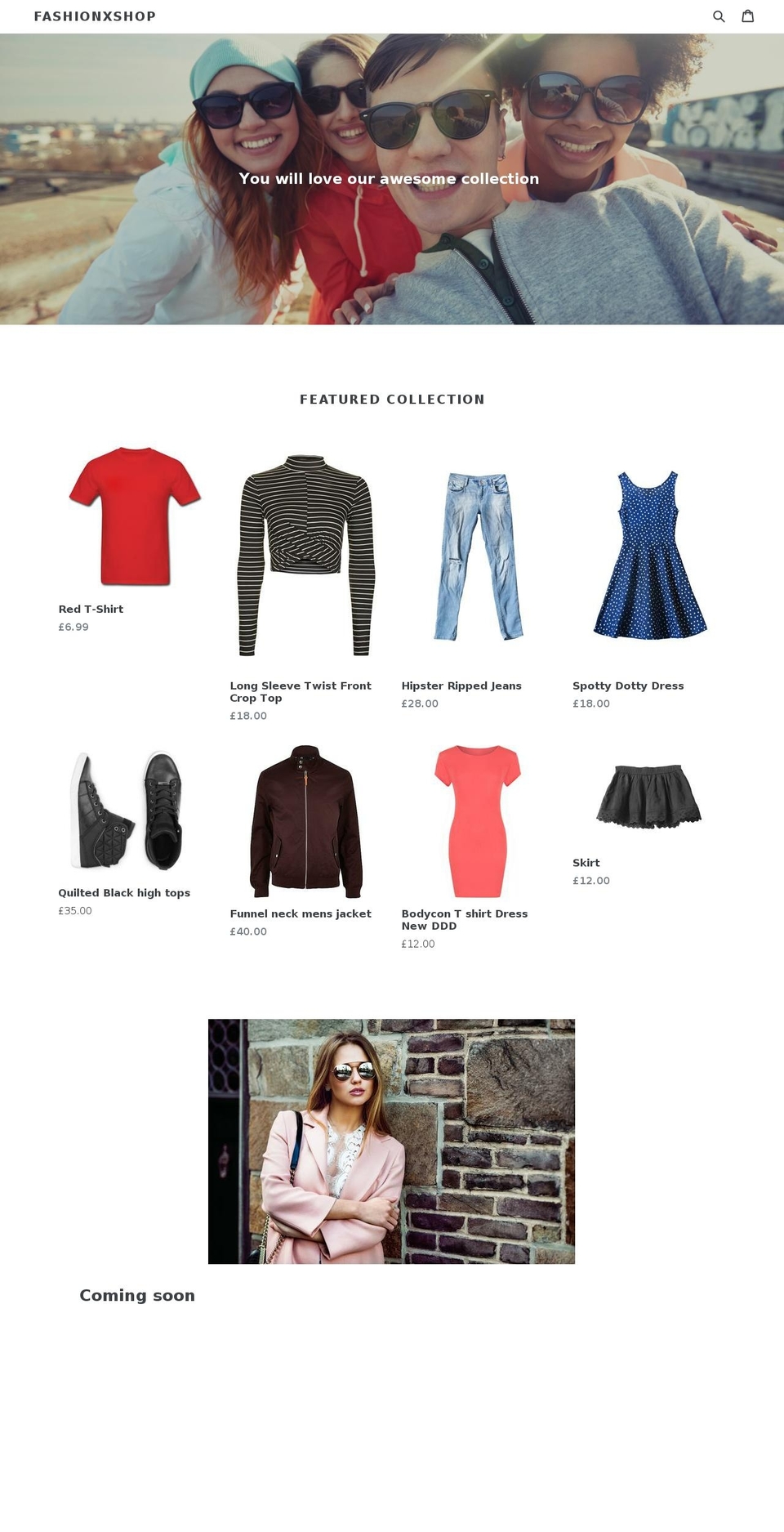fashionxshop.com — Shopify storefront screenshot