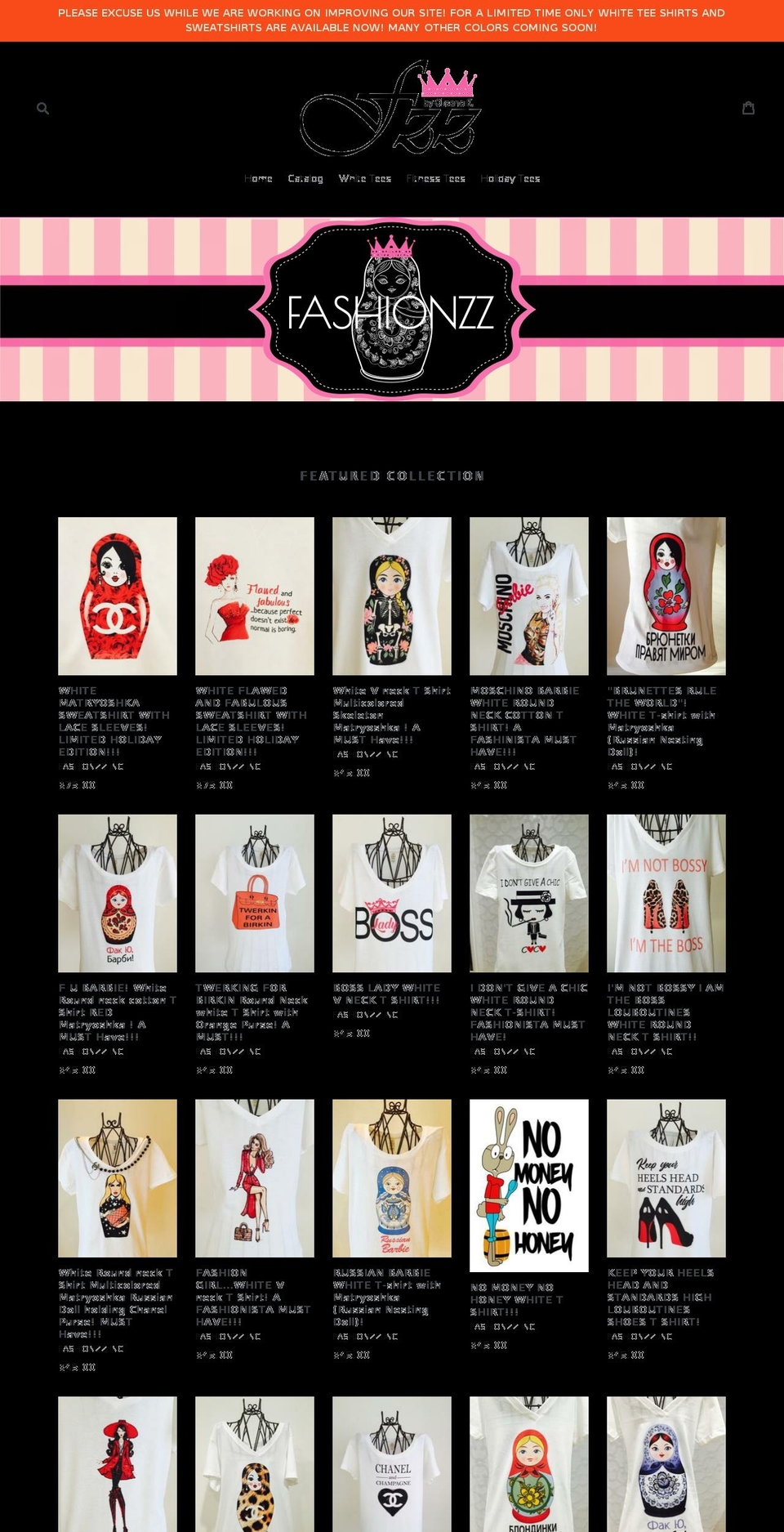 fashionzz.com shopify website screenshot