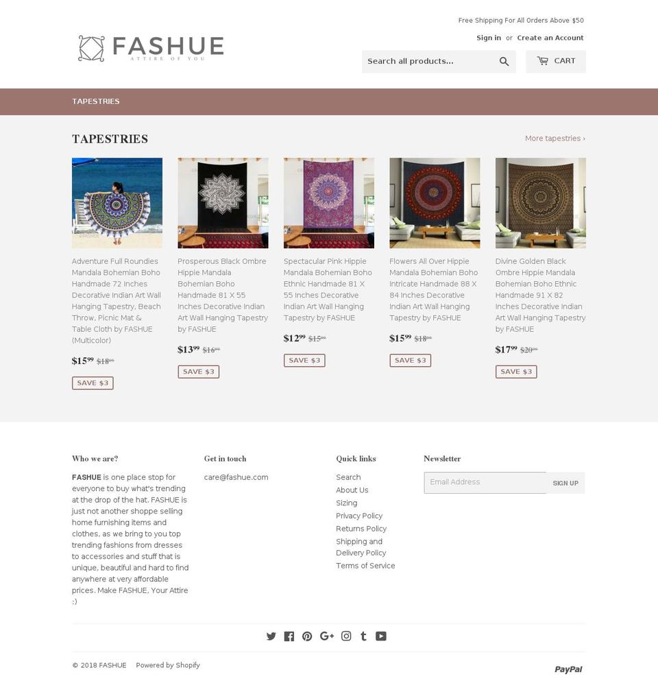 fashue.com — Shopify storefront screenshot