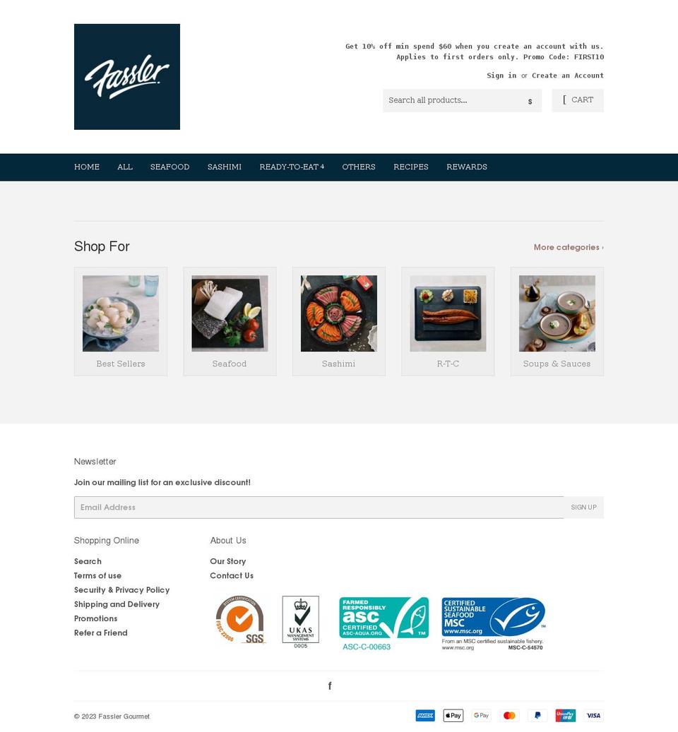 fasslergourmet.com shopify website screenshot