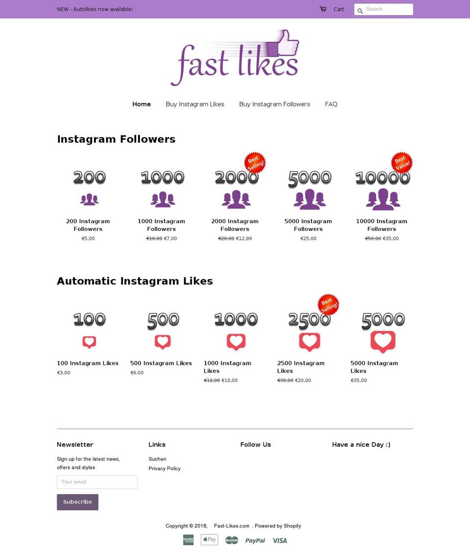 fast-likes.com — Shopify storefront screenshot