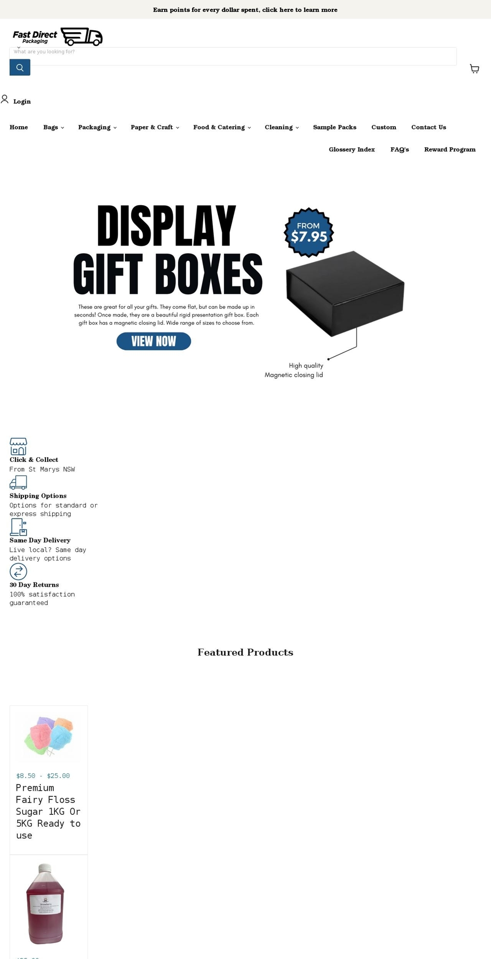 fastdirectpackaging.com.au shopify website screenshot