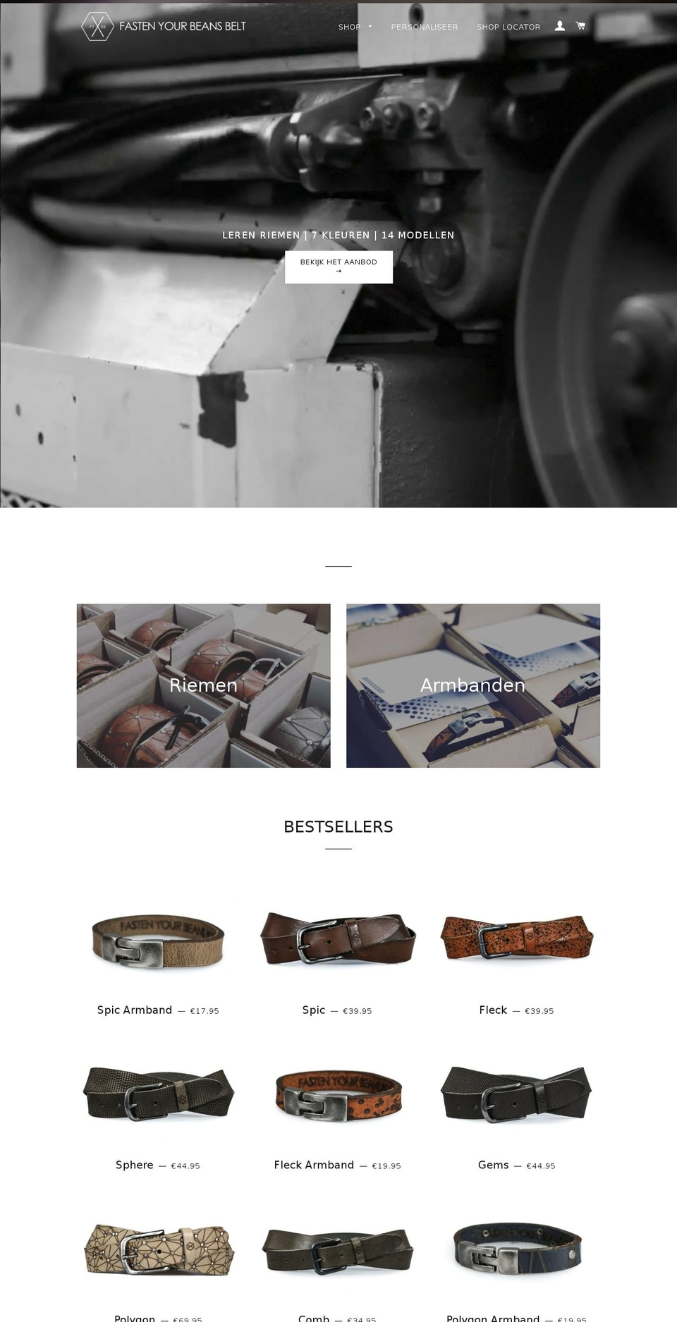 fastenyourbeansbelt.nl shopify website screenshot