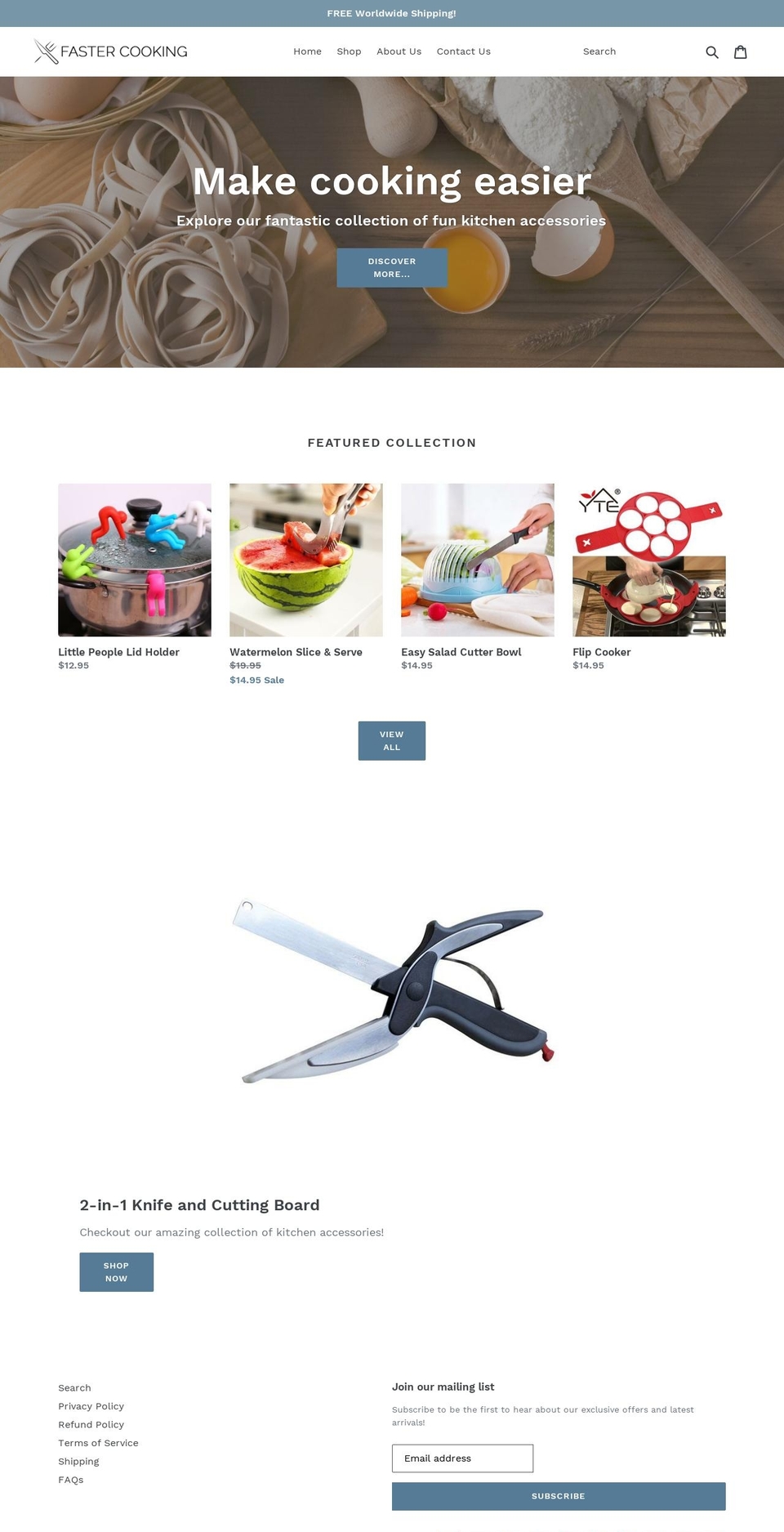 fastercooking.com — Shopify storefront screenshot