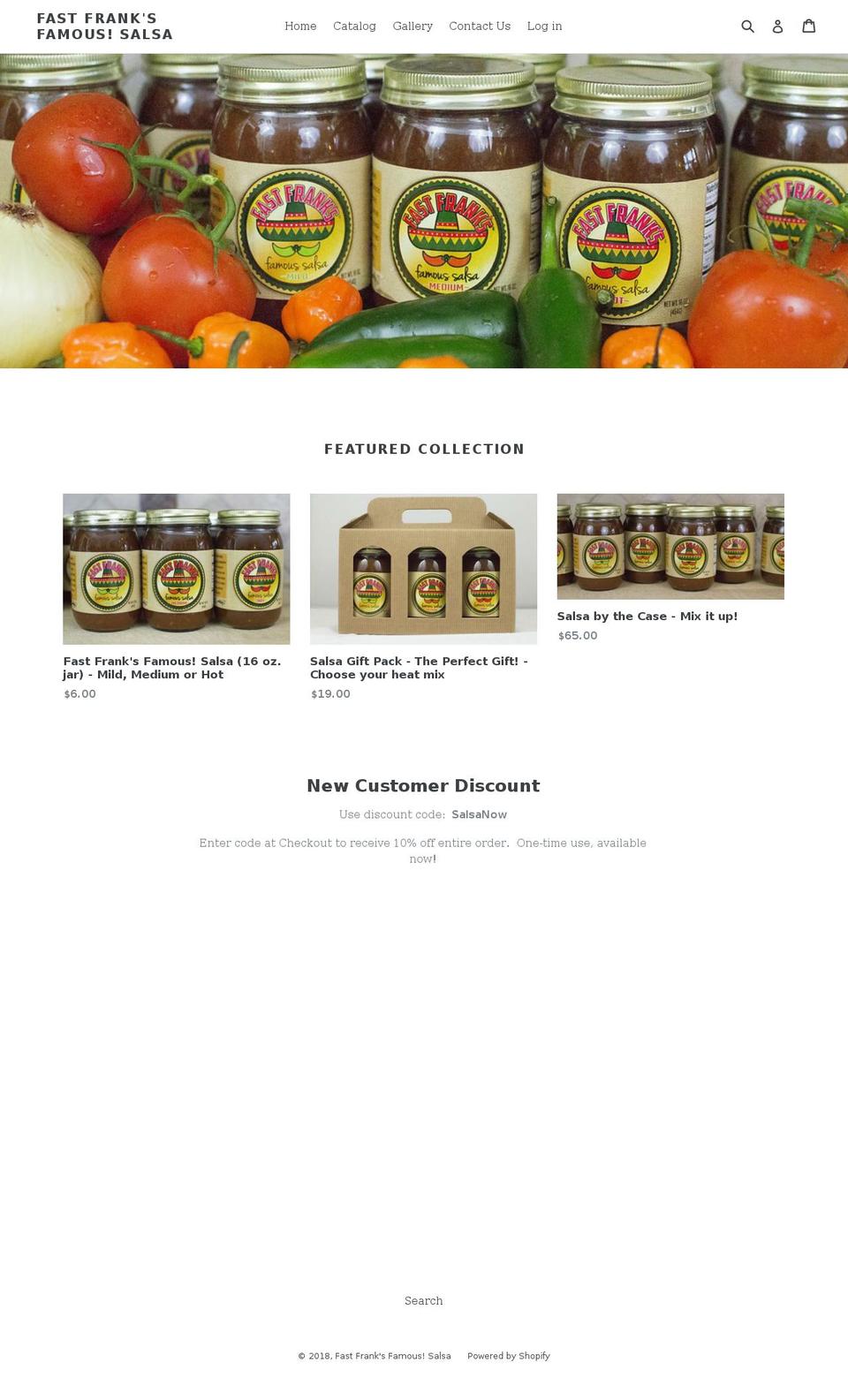 fastfranksfamoussalsa.com — Shopify storefront screenshot