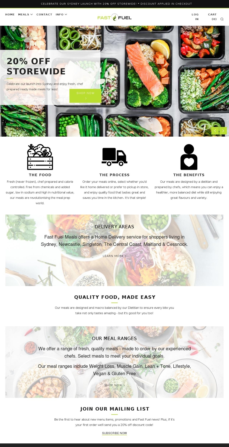 fastfuelmeals.com.au shopify website screenshot