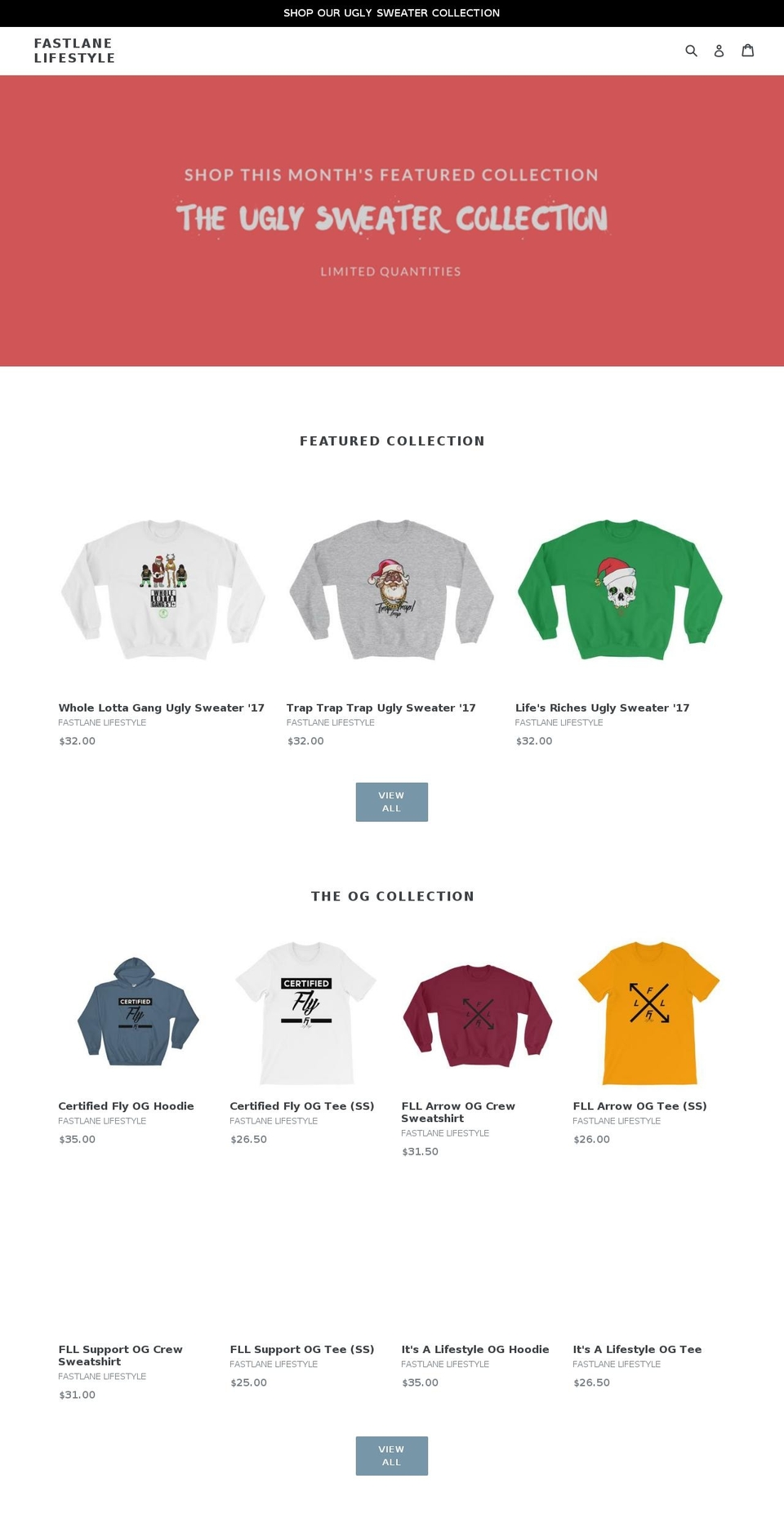fastlanelifestyle.com — Shopify storefront screenshot