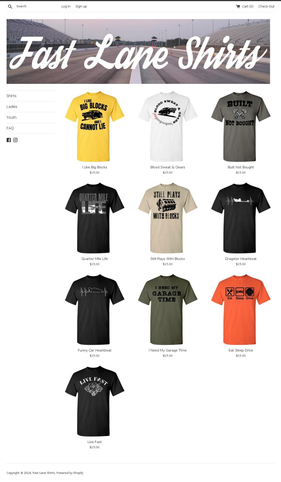 fastlaneshirts.com — Shopify storefront screenshot
