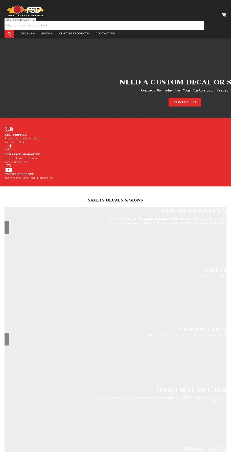 fastsafetydecals.com shopify website screenshot