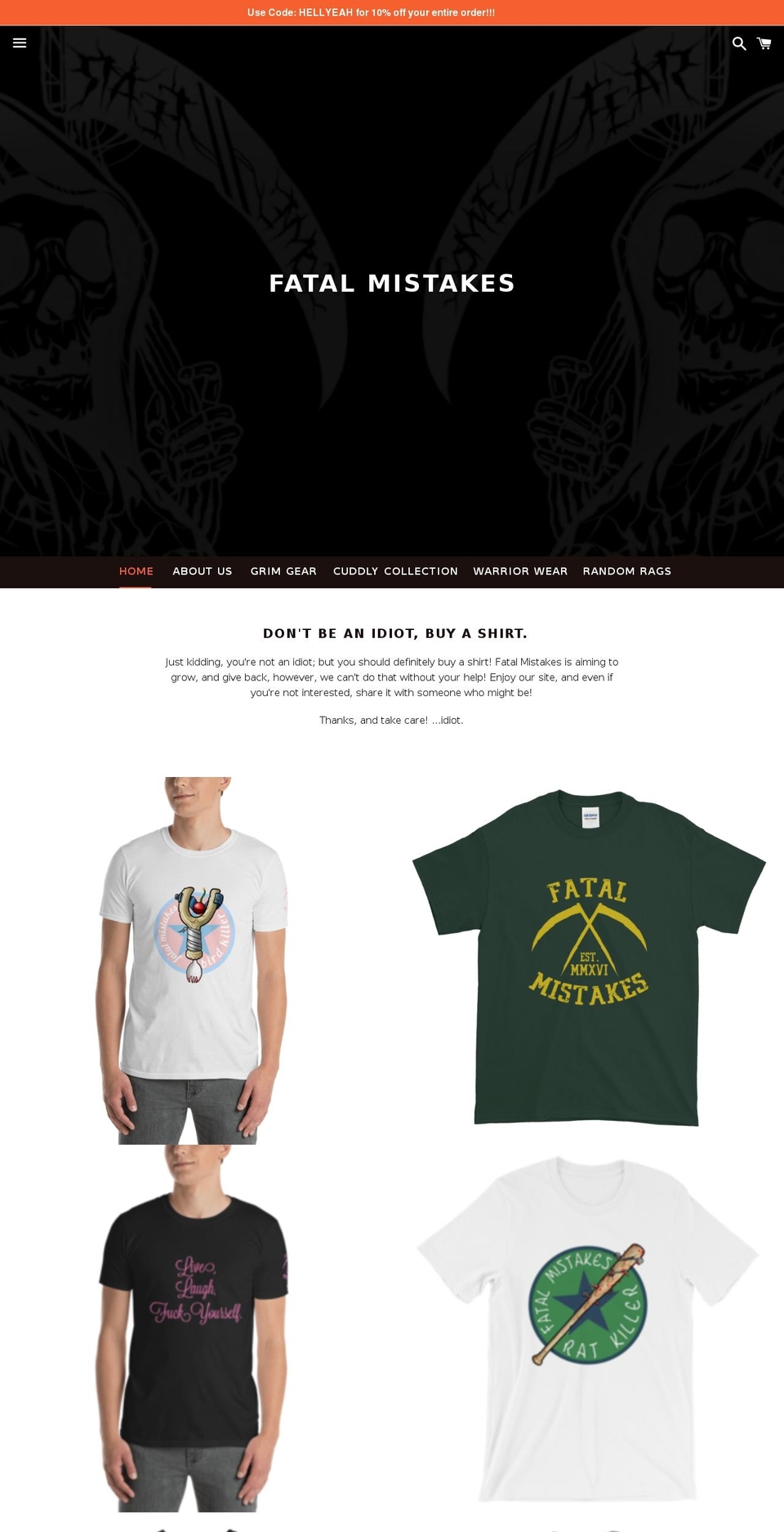 fatalmistakesbrand.com shopify website screenshot