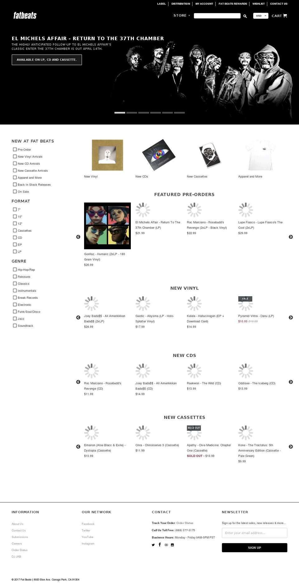 Prestige Shopify theme site example fatbeats.com
