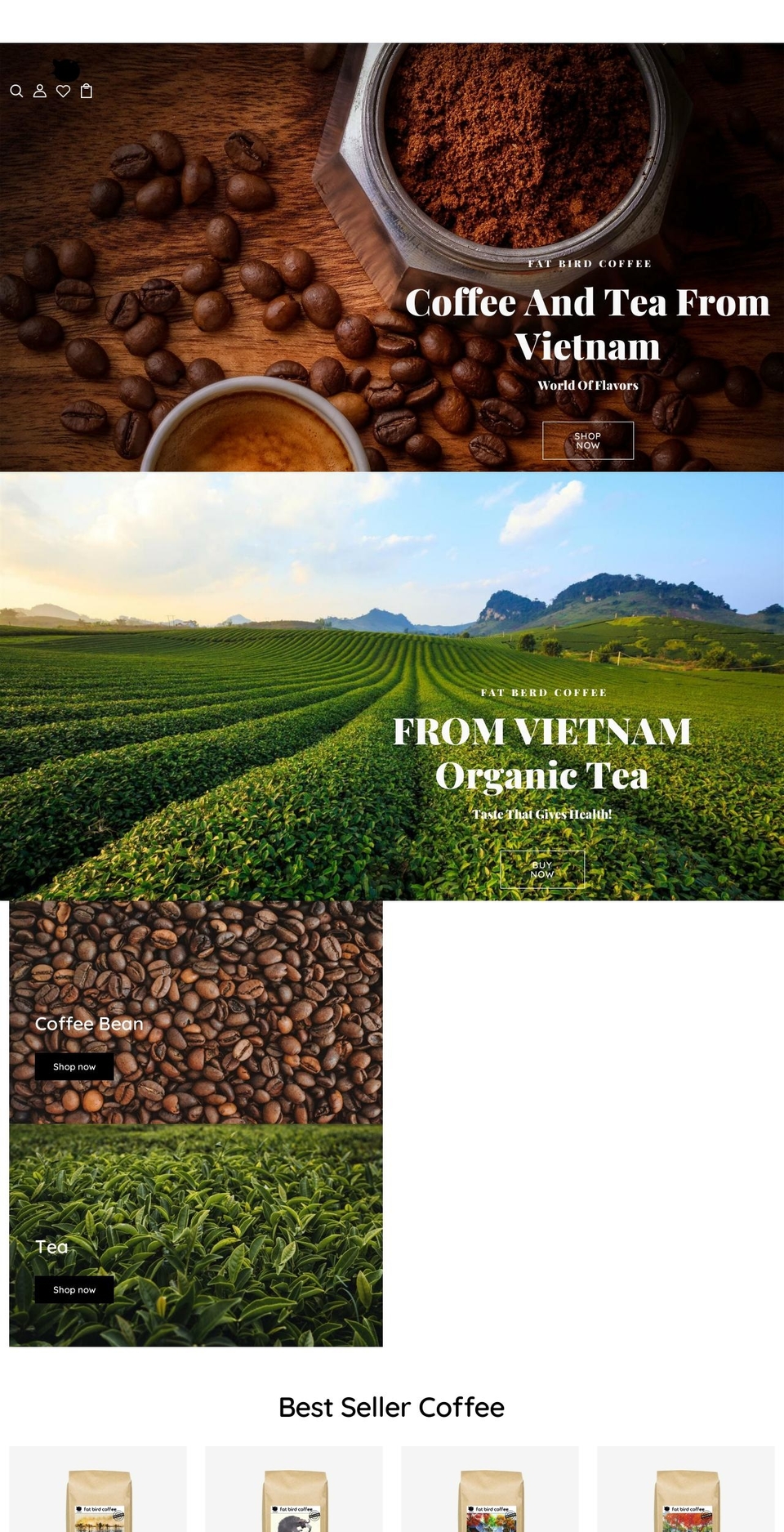Cocafe home Shopify theme site example fatbirdcoffee.com