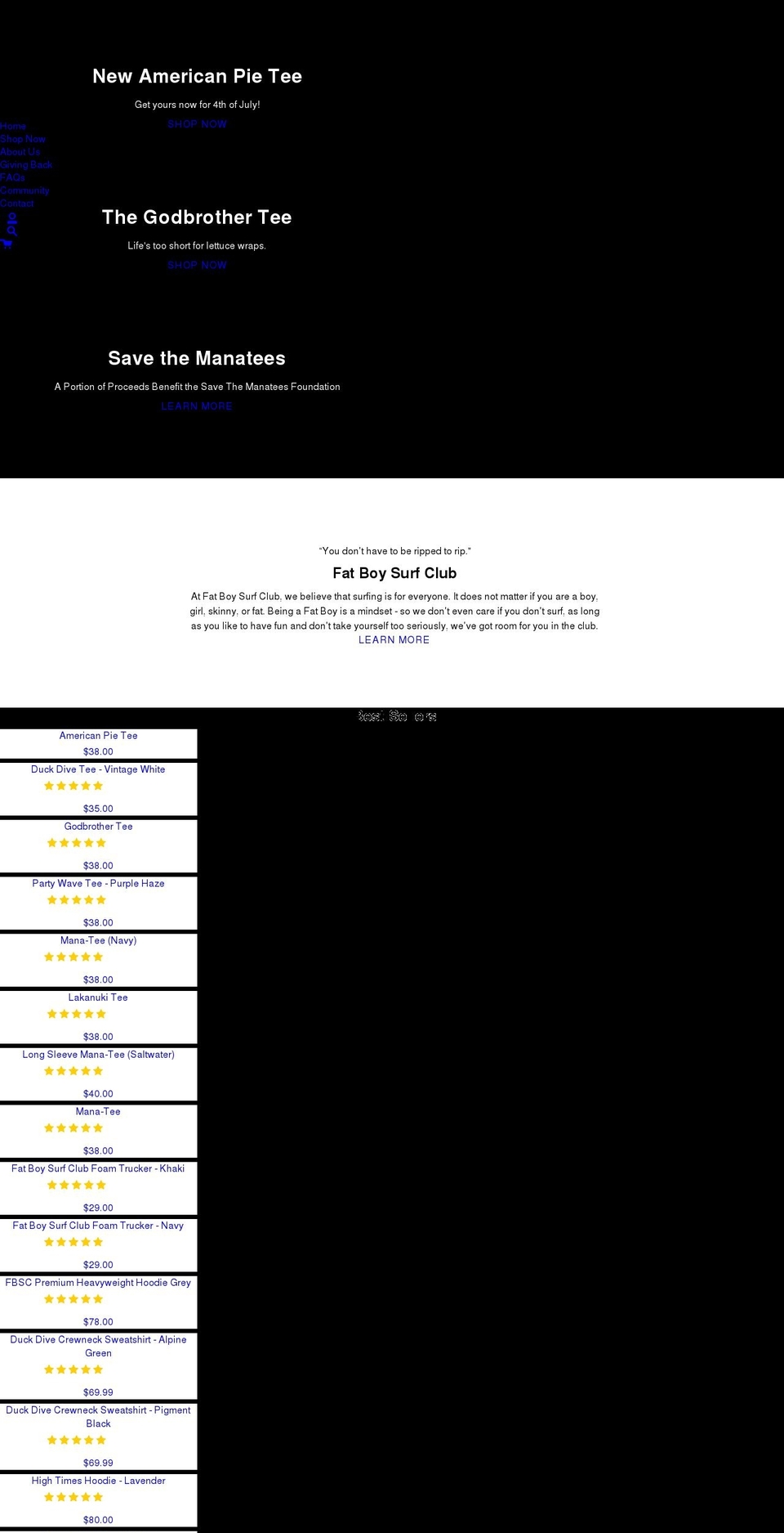 fatboysurfclub.com shopify website screenshot