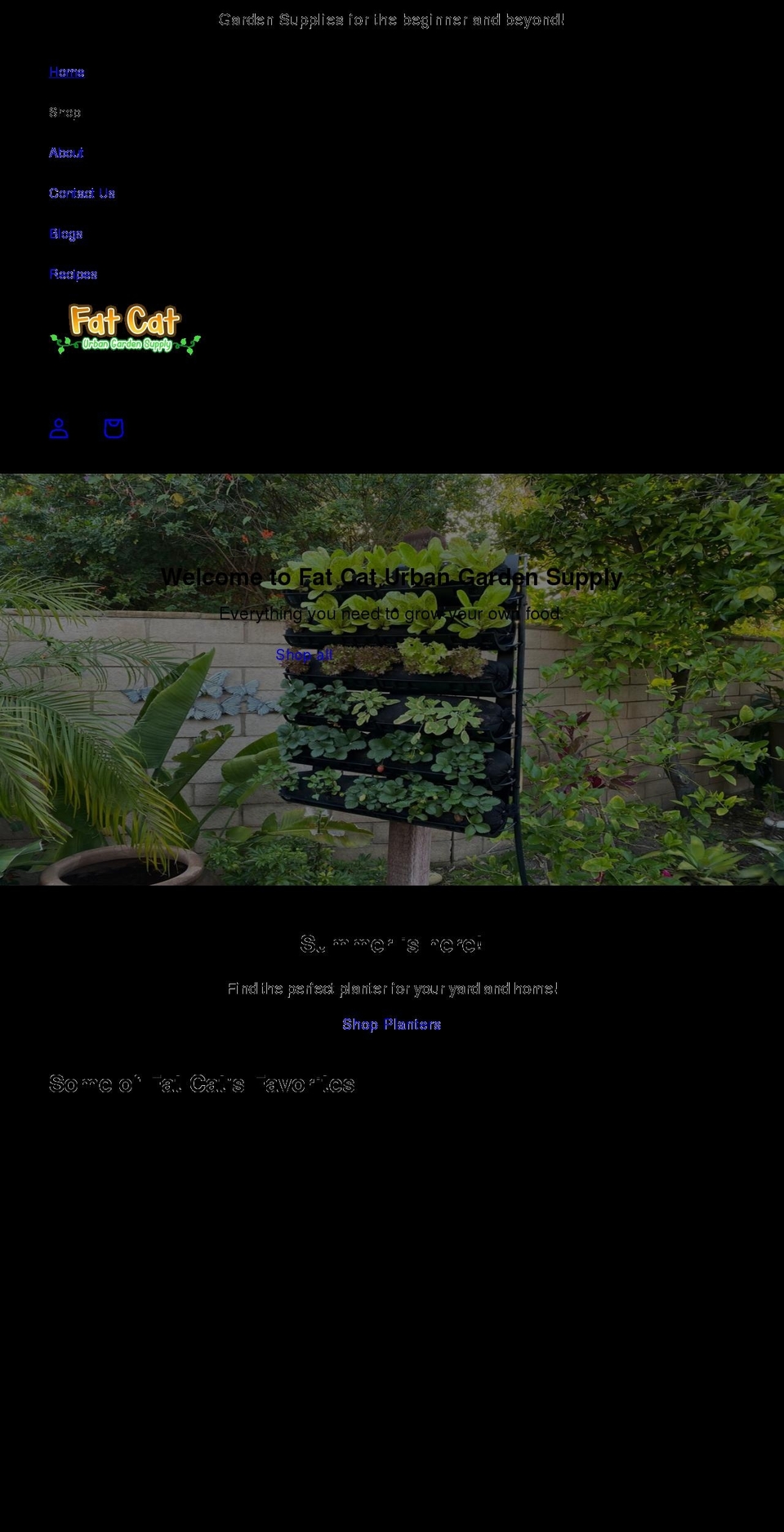 fatcaturbangardensupply.com shopify website screenshot