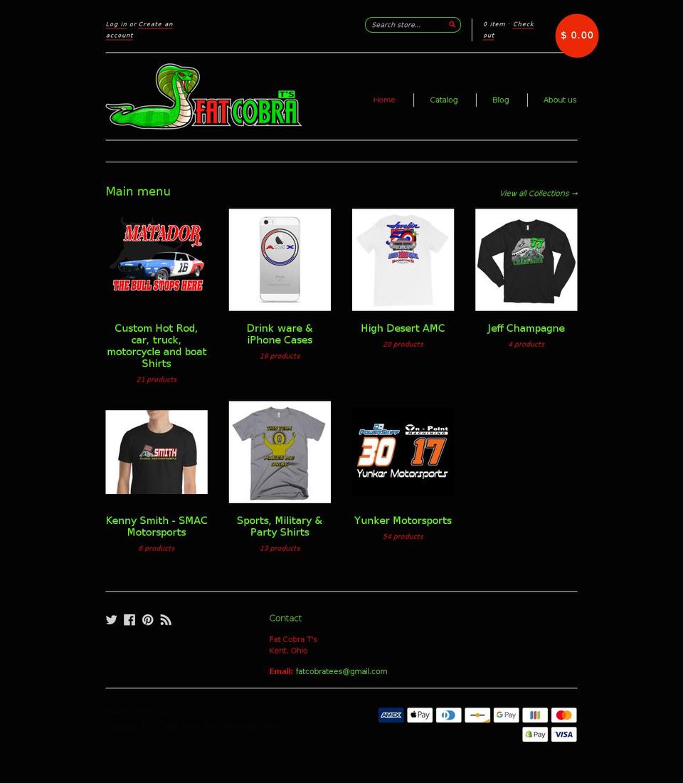 fatcobratees.com — Shopify storefront screenshot