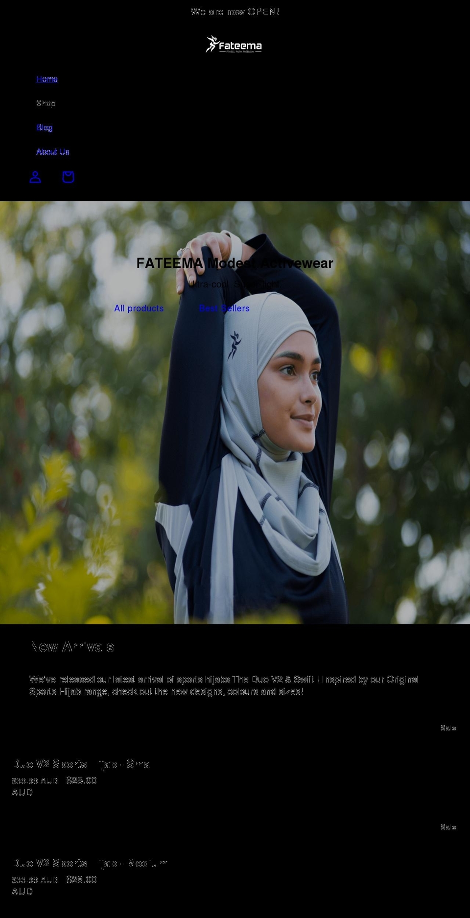 fateema-hijab.com shopify website screenshot