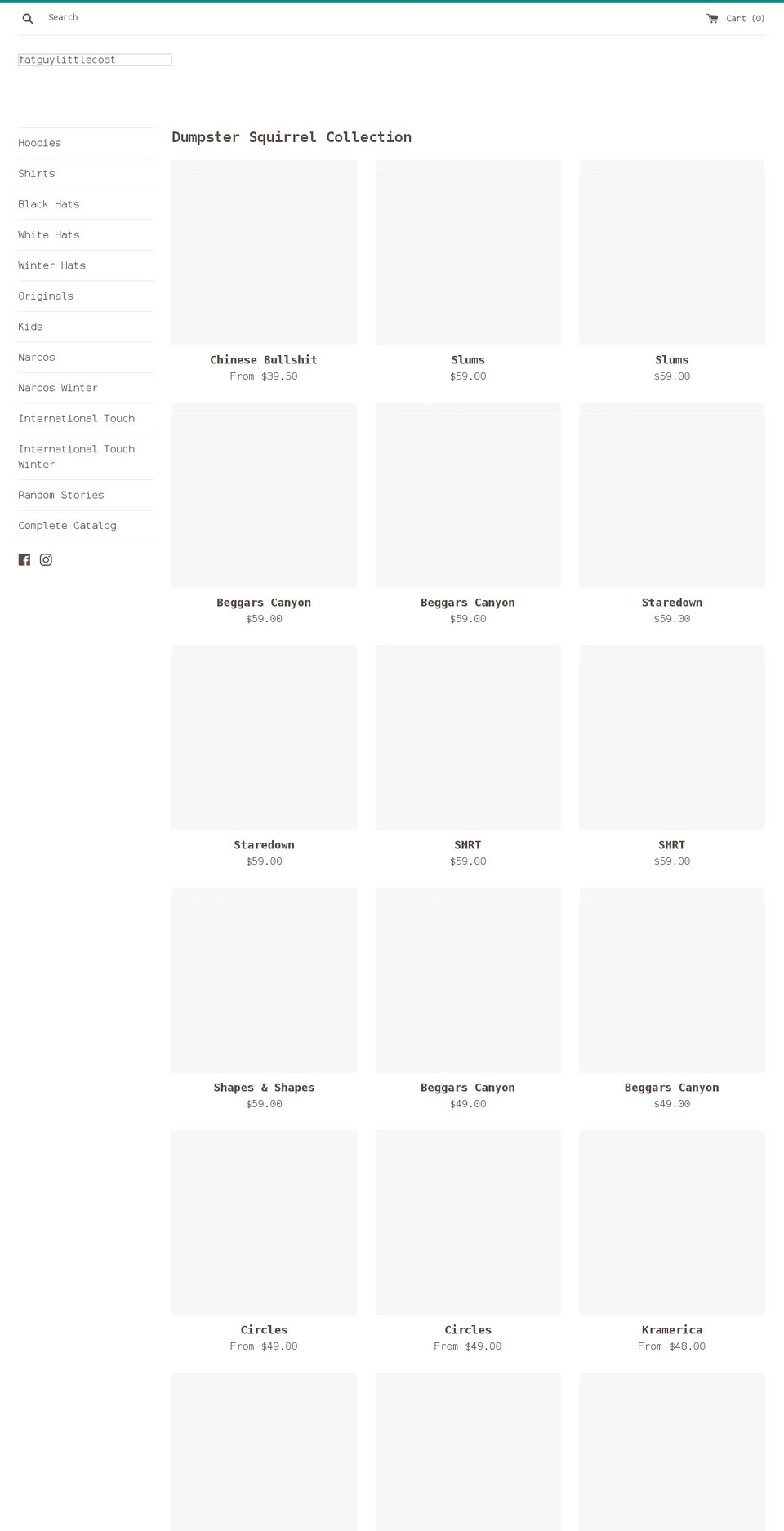 fatguylittlecoat.com shopify website screenshot