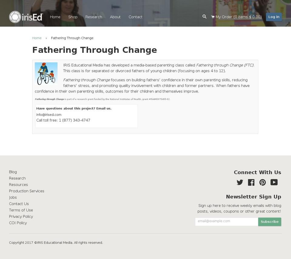 irisEd Front End 2016 Shopify theme site example fatheringthroughchange.net