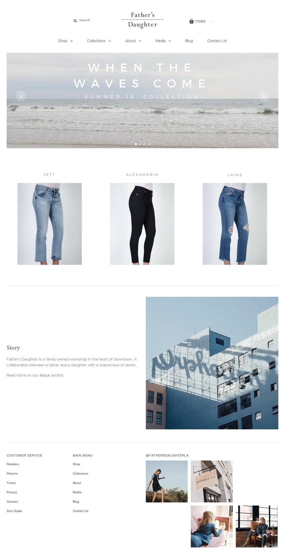 fathersdaughterla.com shopify website screenshot