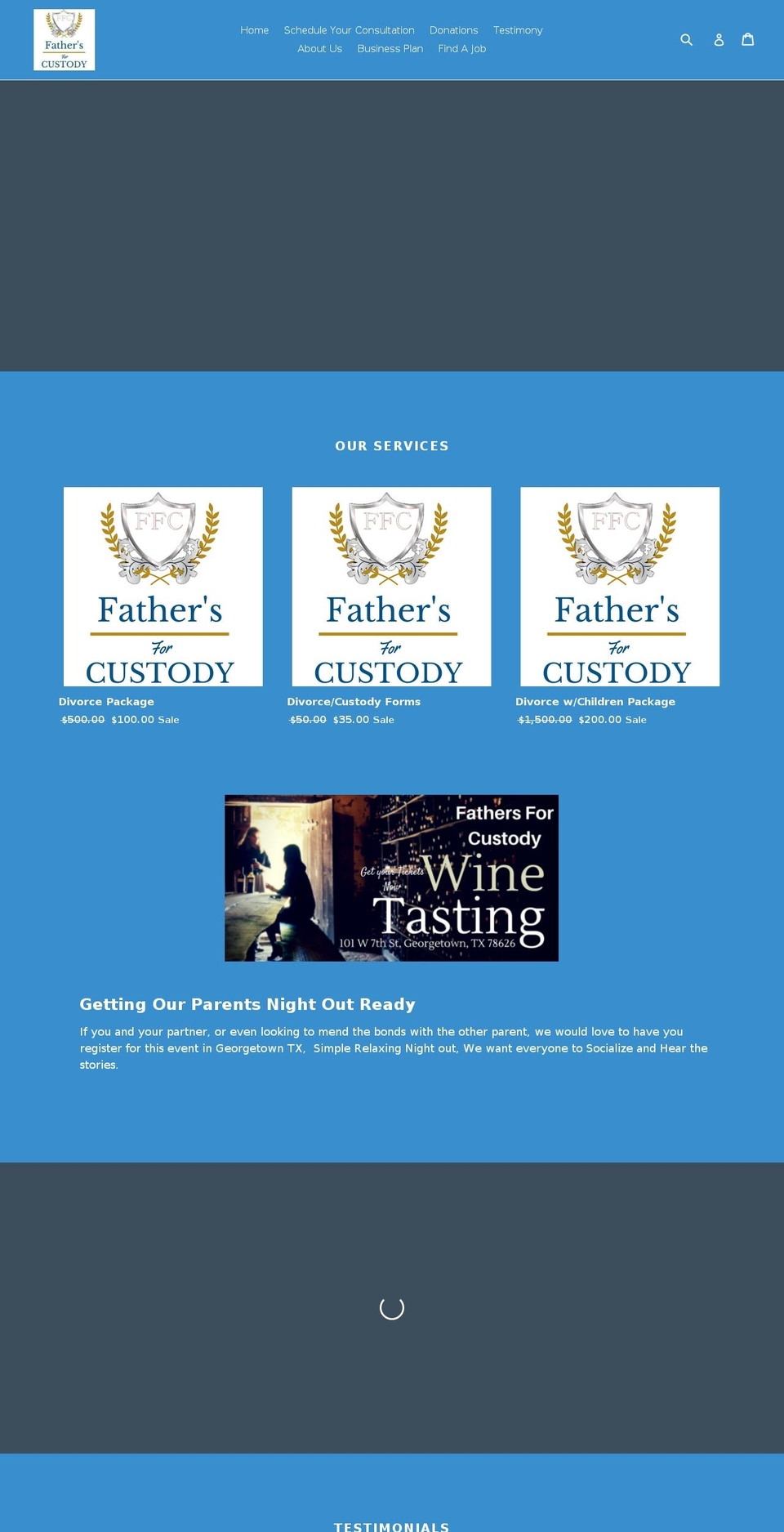 fathersforcustody.com — Shopify storefront screenshot