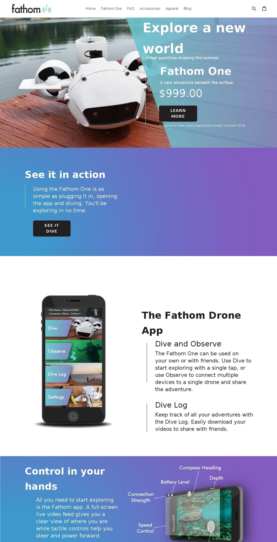 fathomdrone.com shopify website screenshot
