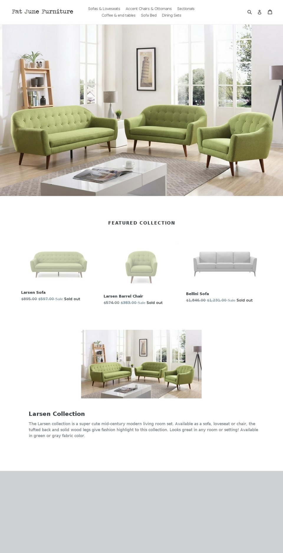 fatjunefurniture.com — Shopify storefront screenshot