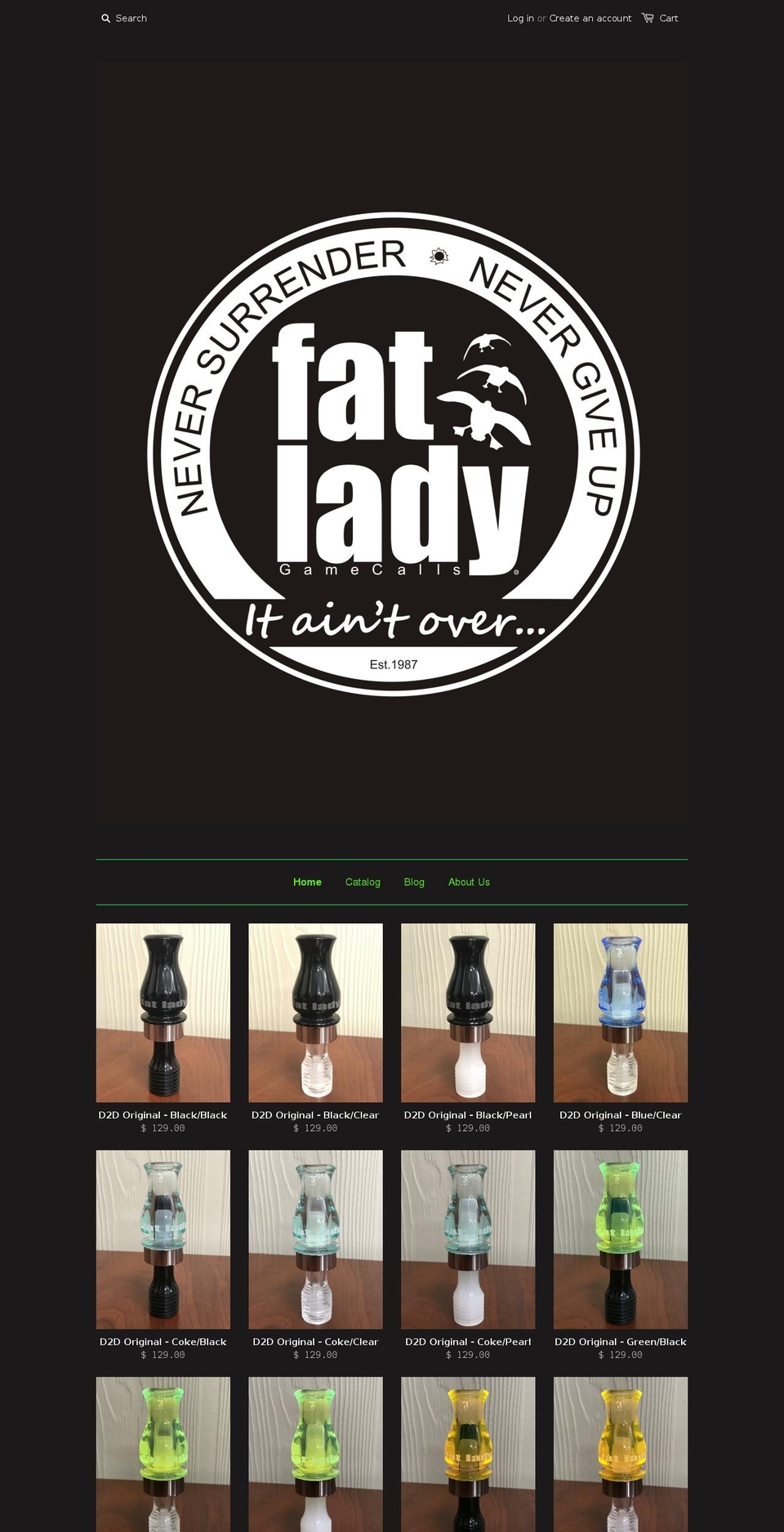 fatladygamecalls.com shopify website screenshot