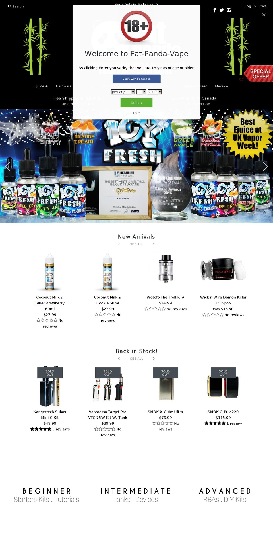 fatpandaecigs.com shopify website screenshot