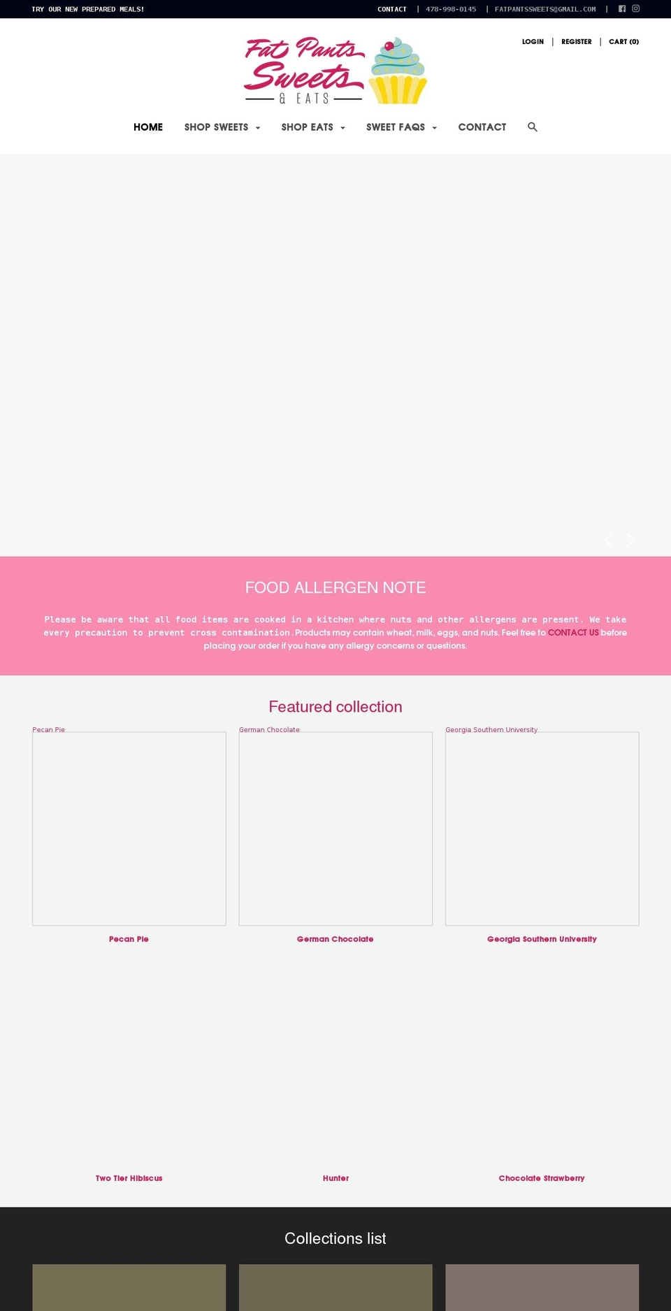 fatpantssweets.com shopify website screenshot