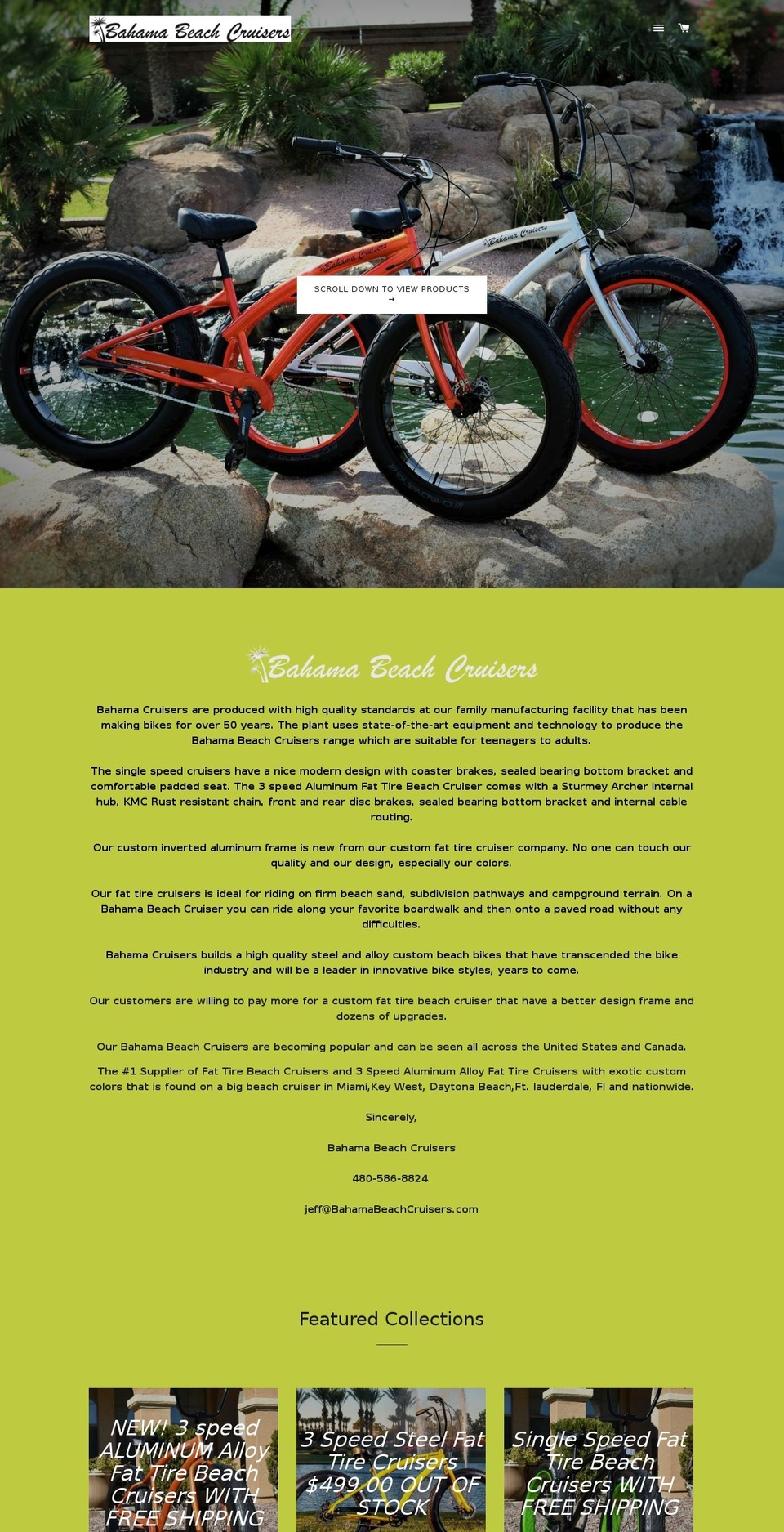 fattirebeachcruisers.com shopify website screenshot