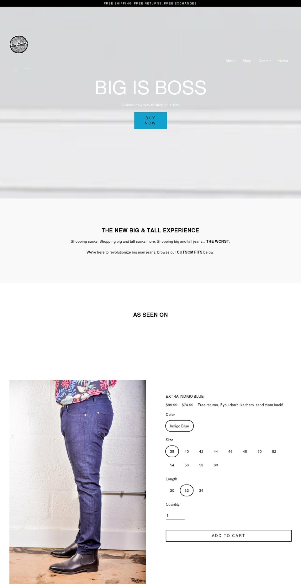 fattrunkjeans.com shopify website screenshot