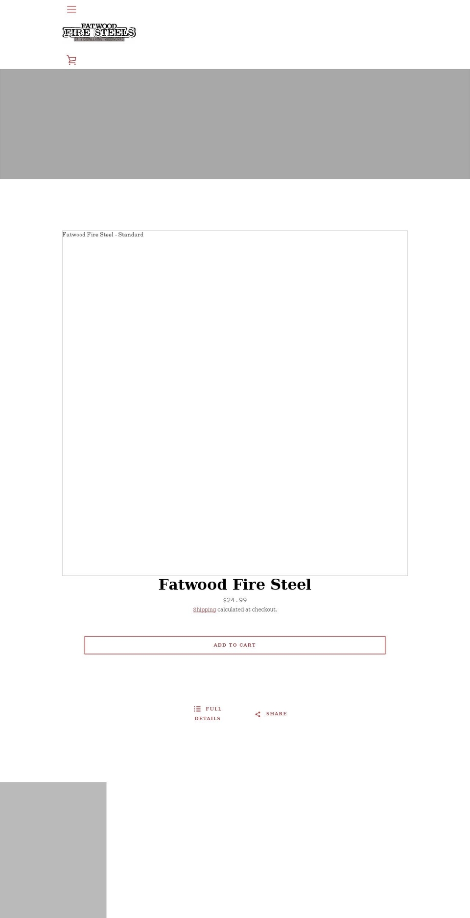 fatwoodfiresteels.com shopify website screenshot
