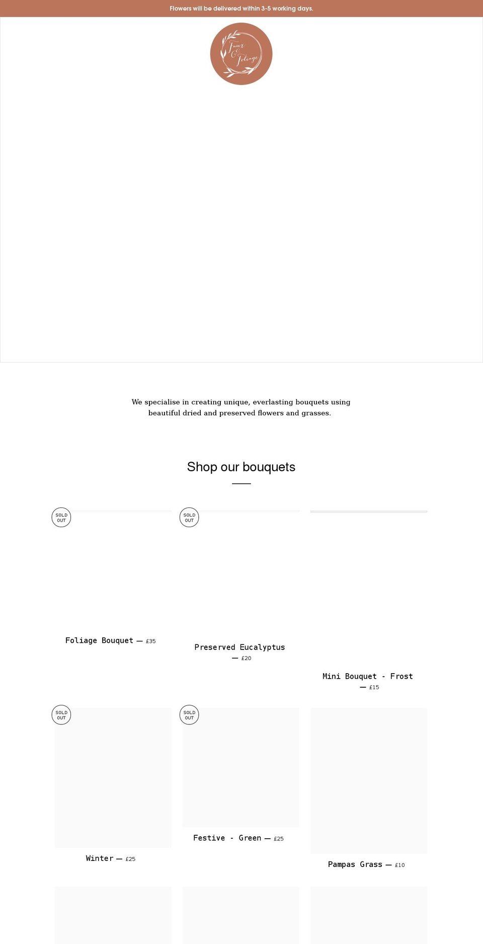 fauxandfoliage.com shopify website screenshot