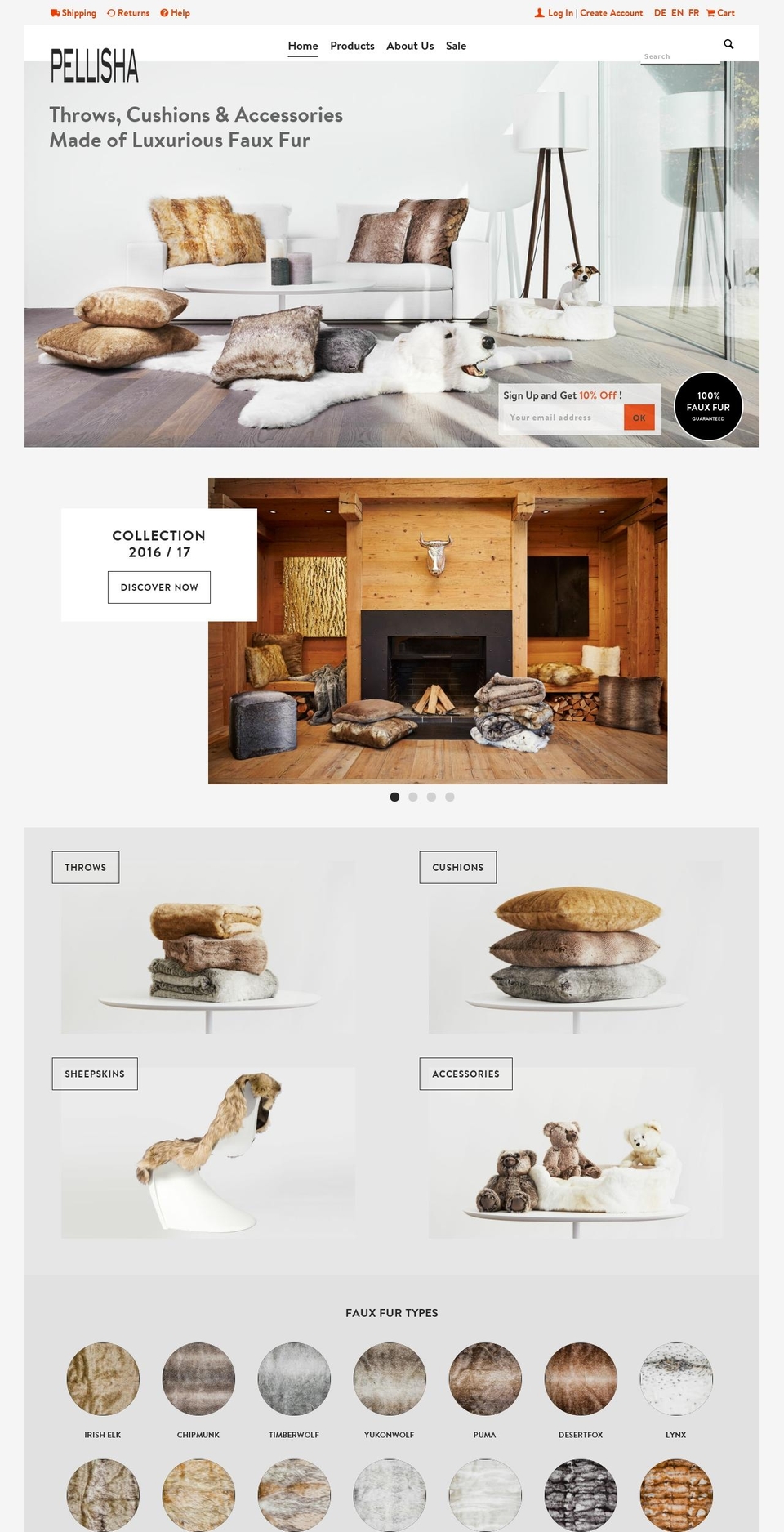 Pellisha Shopify theme site example fauxfurplaid.com