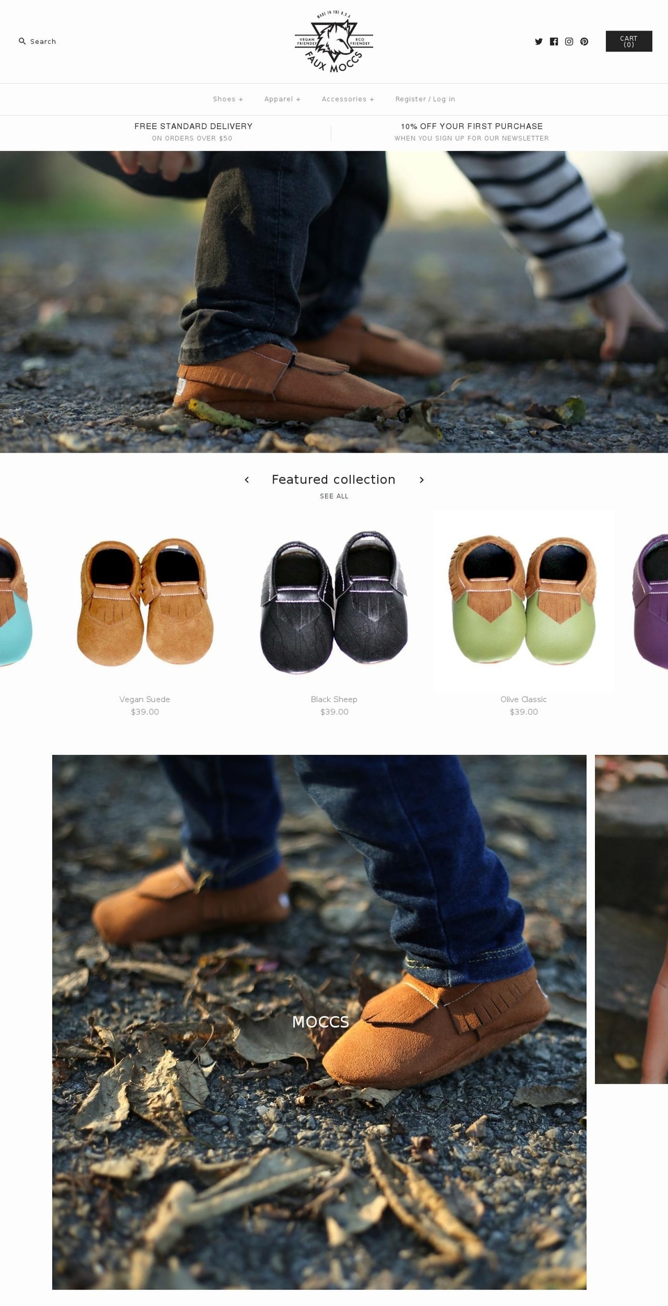 fauxmoccs.com — Shopify storefront screenshot