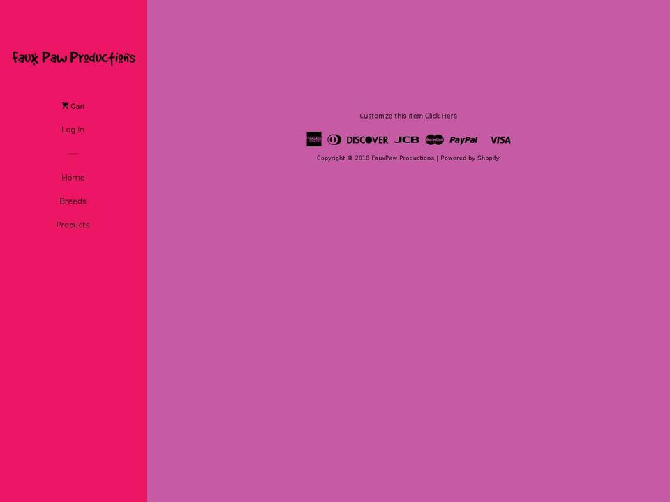 fauxpawproductionsinc.com — Shopify storefront screenshot