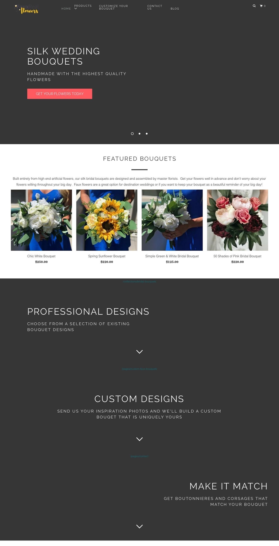 fauxrealflowers.com — Shopify storefront screenshot