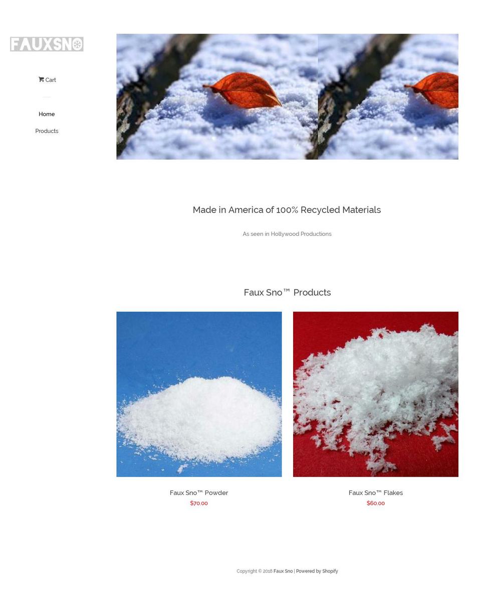 fauxsno.com — Shopify storefront screenshot