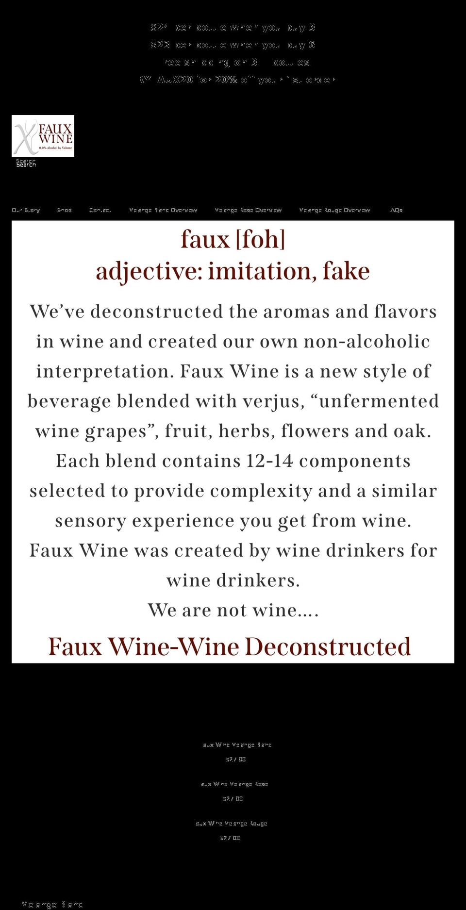 Emporium Shopify theme site example fauxwine.com