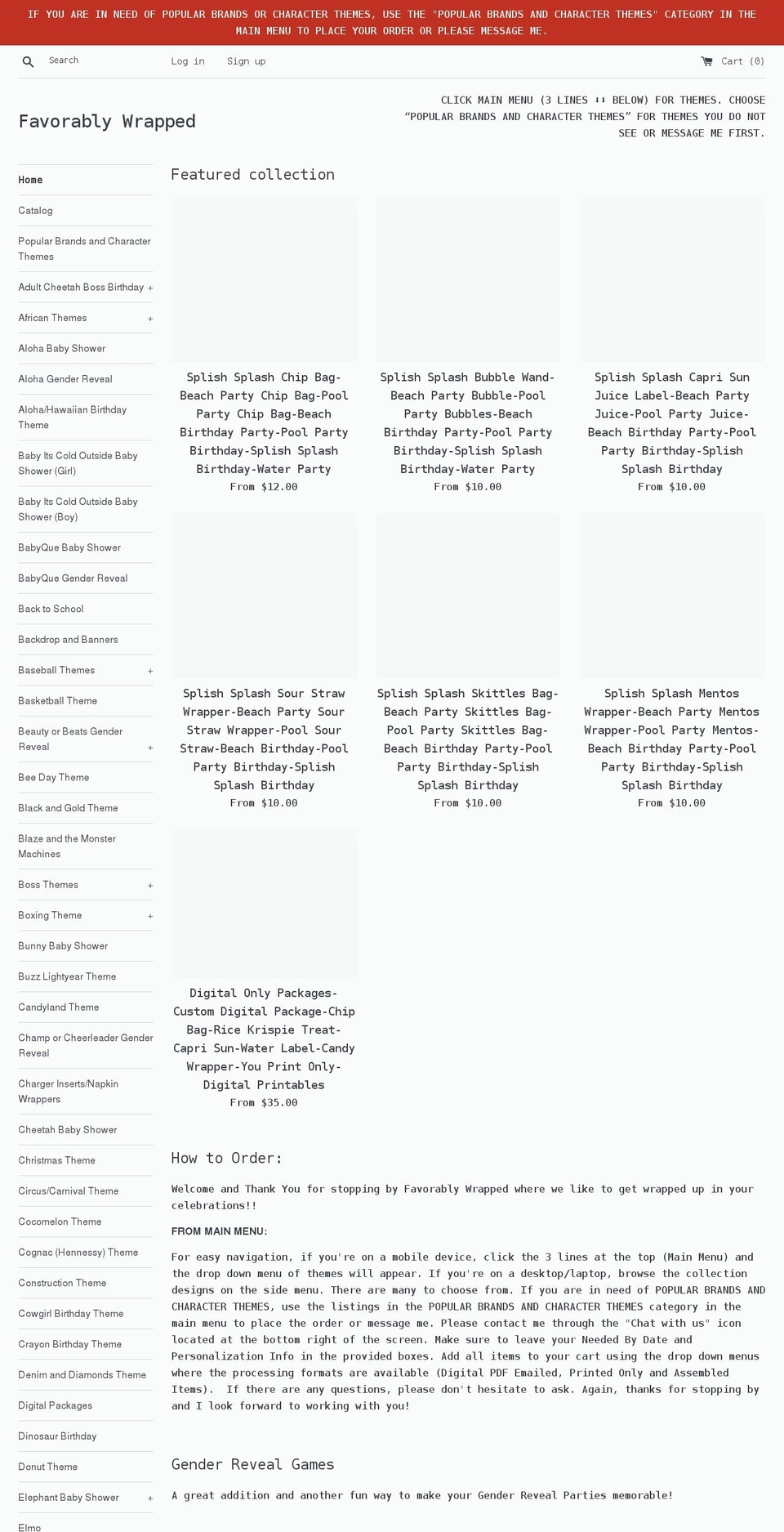 favorablywrapped.com shopify website screenshot