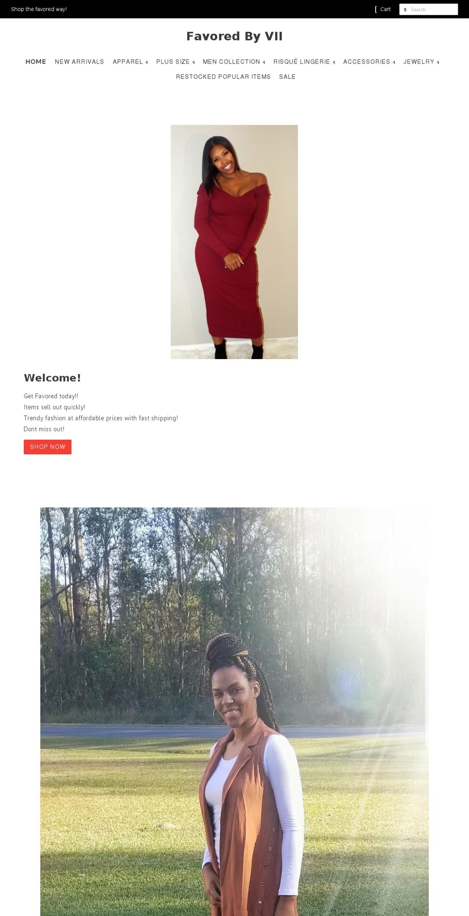 favoredbyvii.com shopify website screenshot