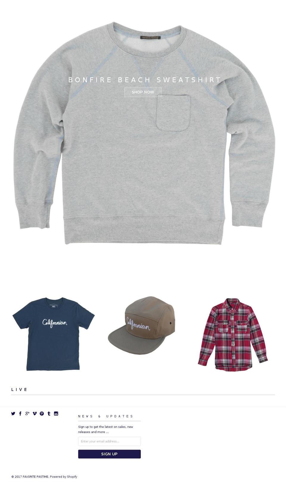 favoritepastime.com shopify website screenshot