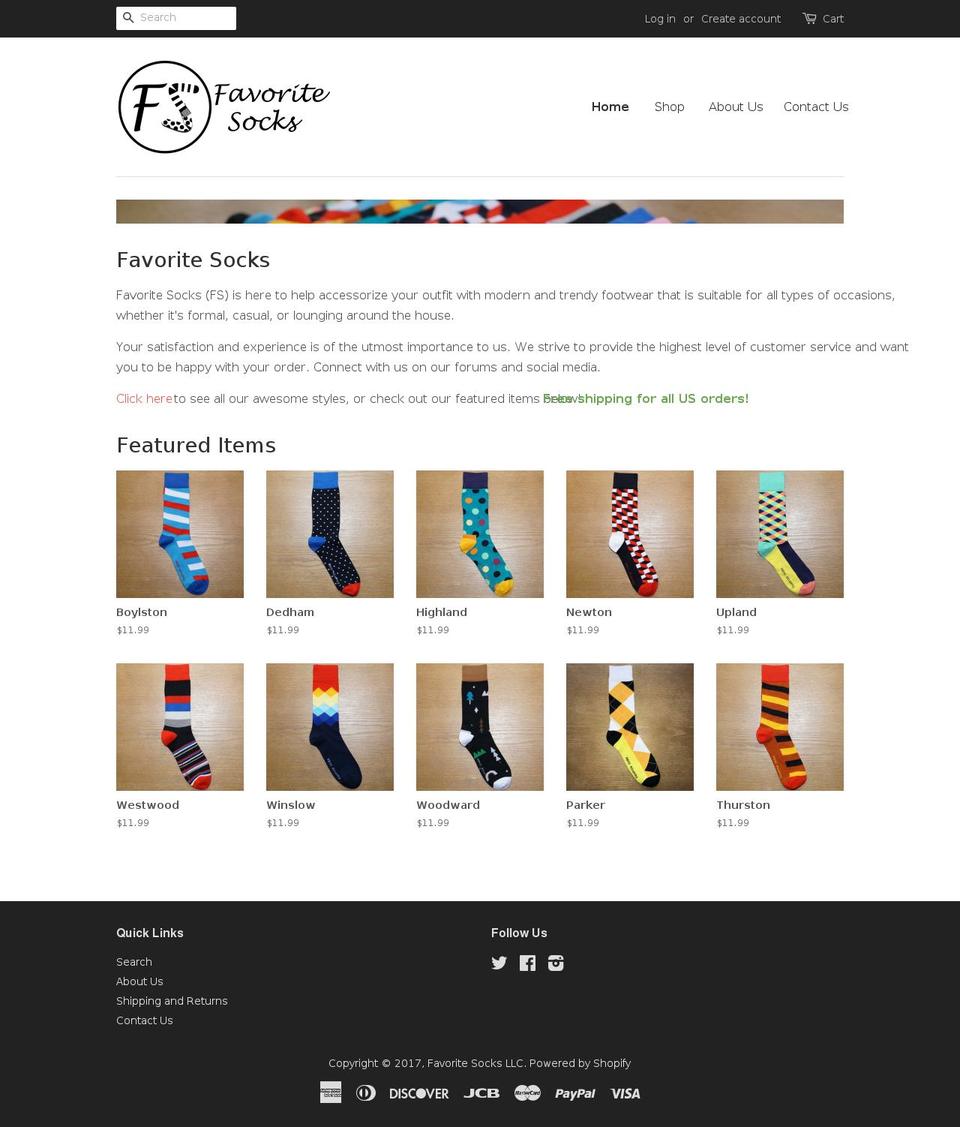 favoritesocks.com shopify website screenshot