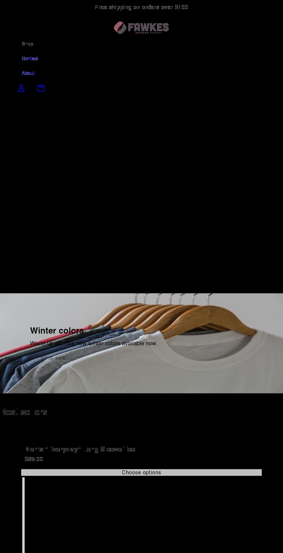 fawkesclothing.com shopify website screenshot